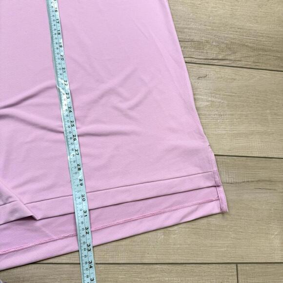 Peter Millar Summer Comfort Polo Shirt Pink White Stripe Large Stretch Golf Club - Picture 6 of 7